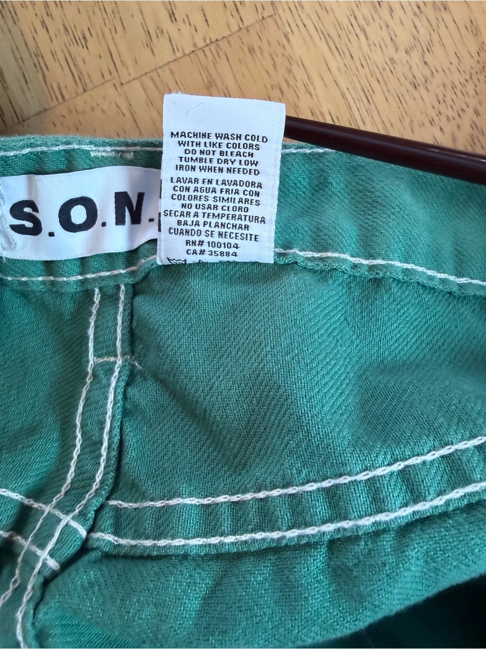 S.O.N.G. 90s Boyfriend Cargo Jeans Women's Size 13/31 Green High Rise Pockets - Picture 5 of 9